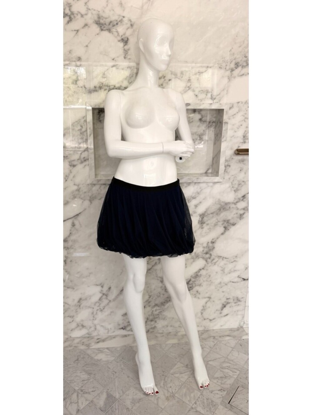 Haute Hippie Nude Twilight Navy Blue Tulle Bubble Mini Skirt Silk Size M NWT - Picture 3 of 9